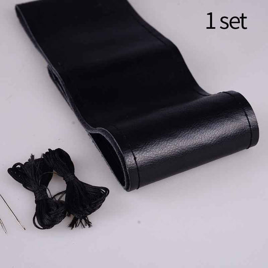 Leather car steering wheel cover