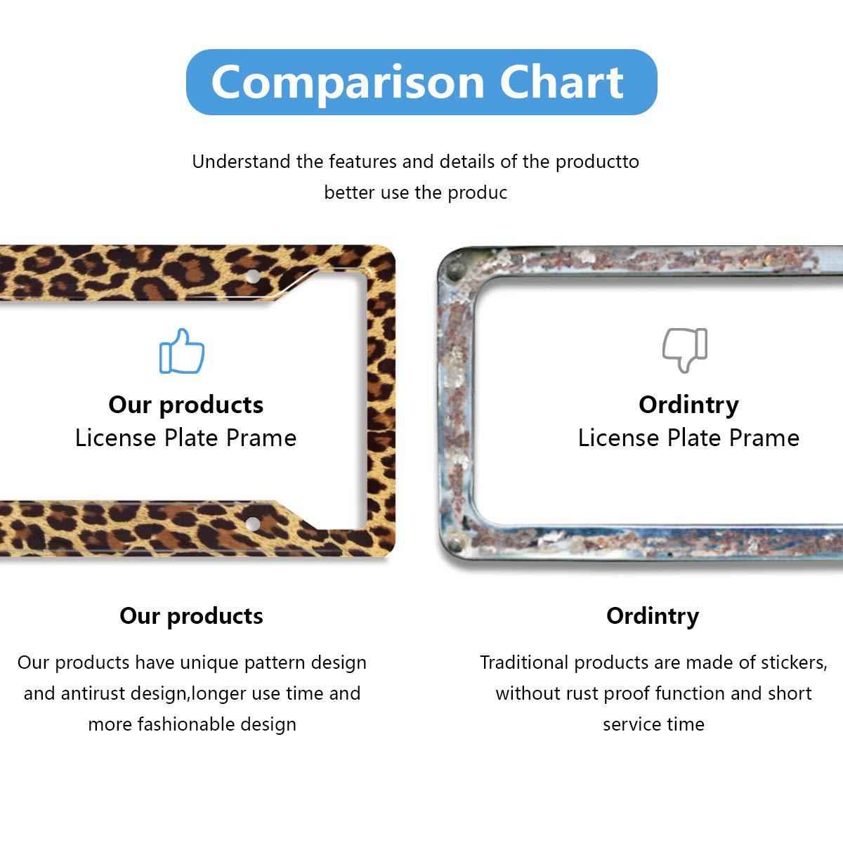 Personalized License Plate Frame Metallic Aluminium Cute Cheetah Brown License Plate Cover