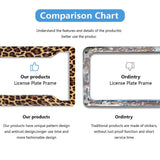 Personalized License Plate Frame Metallic Aluminium Cute Cheetah Brown License Plate Cover