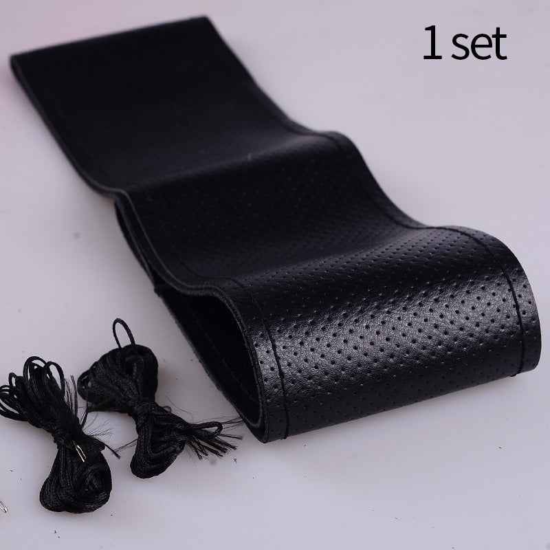 Leather car steering wheel cover