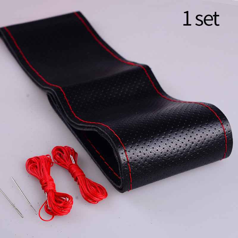 Leather car steering wheel cover