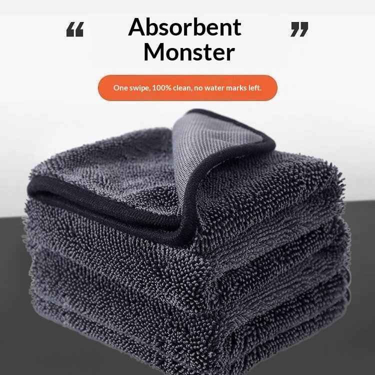 2pc  Super Absorbent Thickened Microfiber Car Wash Drying Towel Lint Free Streak Free Auto Cleaning Cloth 500g