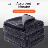 2pc  Super Absorbent Thickened Microfiber Car Wash Drying Towel Lint Free Streak Free Auto Cleaning Cloth 500g