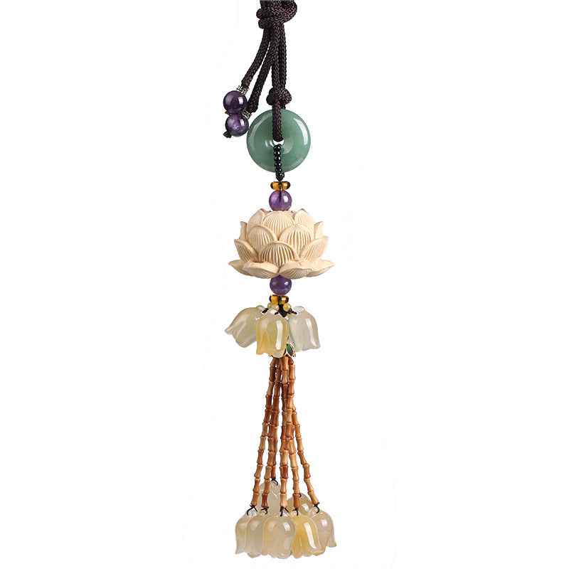 Car Ornaments Inside Car Natural Boxwood Lotus Car Hangings Accessories