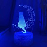 3D Led Light Moon And Cat Shape Acrylic Decorative Interior Light