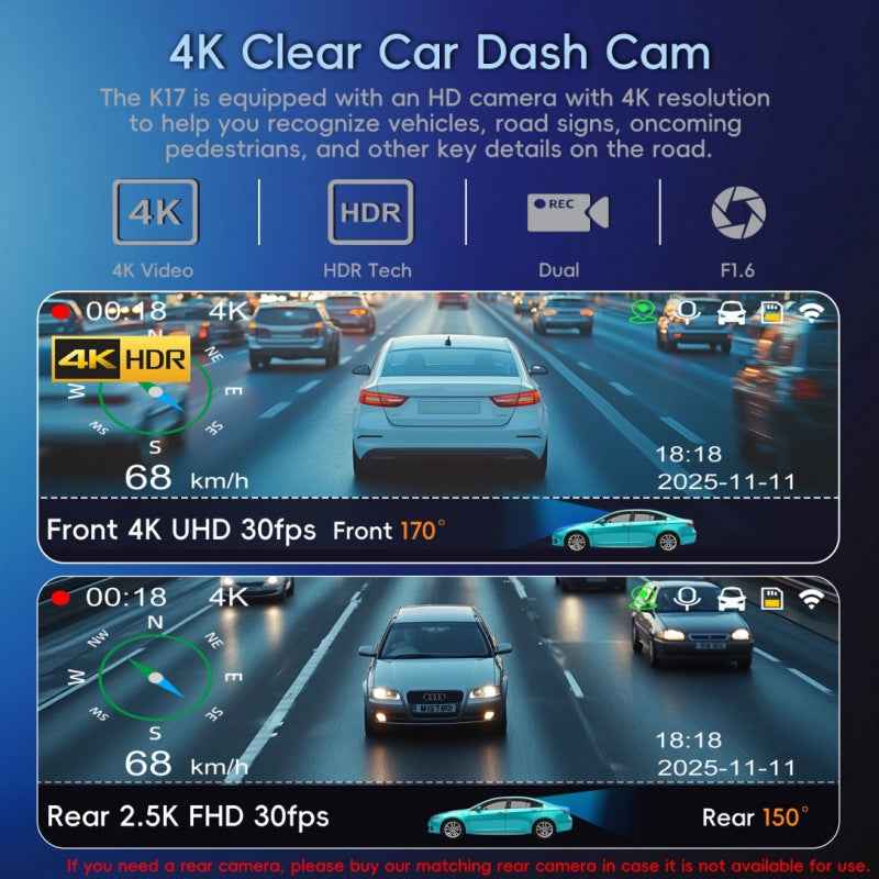 Dual-camera HD Night Vision Dash Cam