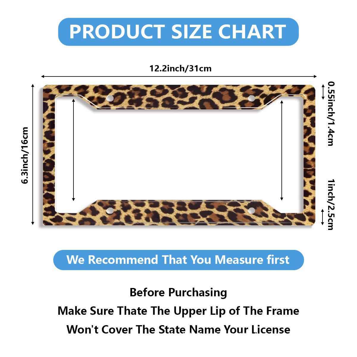 Personalized License Plate Frame Metallic Aluminium Cute Cheetah Brown License Plate Cover