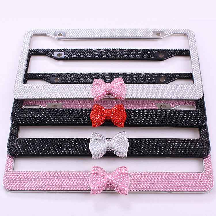 Stainless Steel Explosion Type Diamond License Plate Frame Rhinestone License Plate Frame