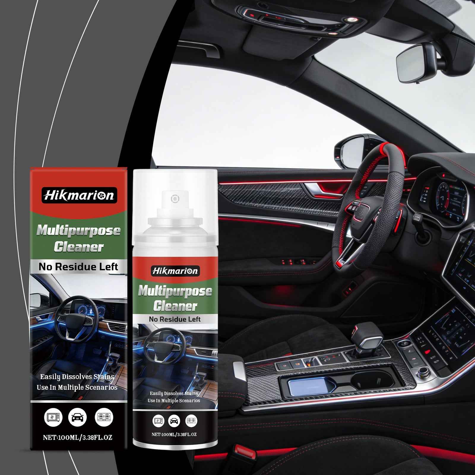 Hikmarion Multi-functional Cleaner For Cars, Homes, And Various Applications Cleaning, Stain Removal, Oil Removal, And Interior Maintenance