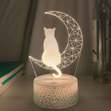 3D Led Light Moon And Cat Shape Acrylic Decorative Interior Light
