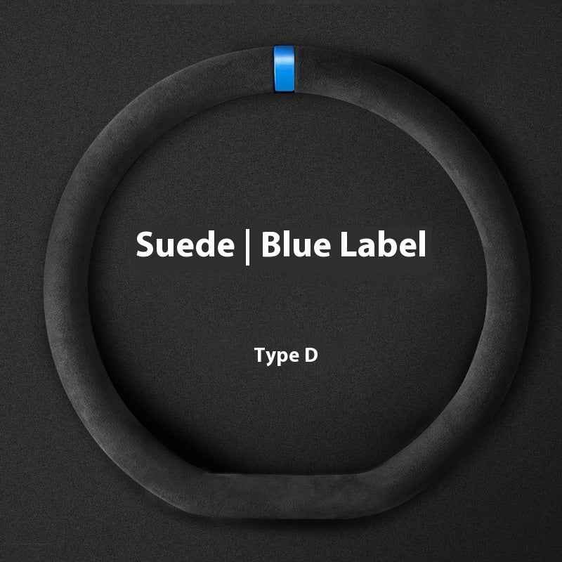 Customized Steering Wheel Cover Car Suede Car Car Steering Wheel Cover Anti-slip Carbon D-type Round Steering Wheel Cover