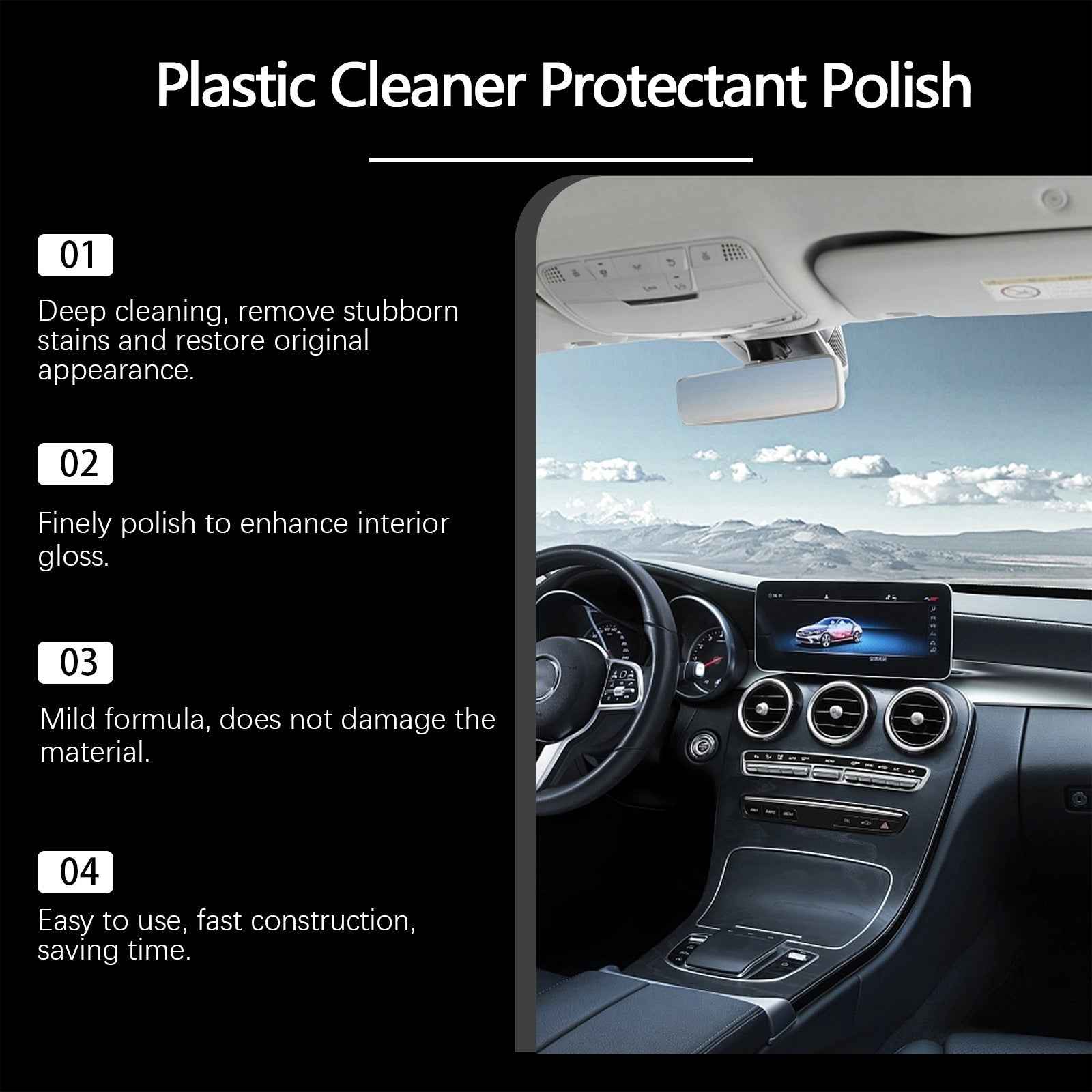 RAYHONG Car Plastic Refurbishing And Care Agent Stain Remover, Anti-fouling Agent, Interior Dashboard Polishing And Cleaning Agent