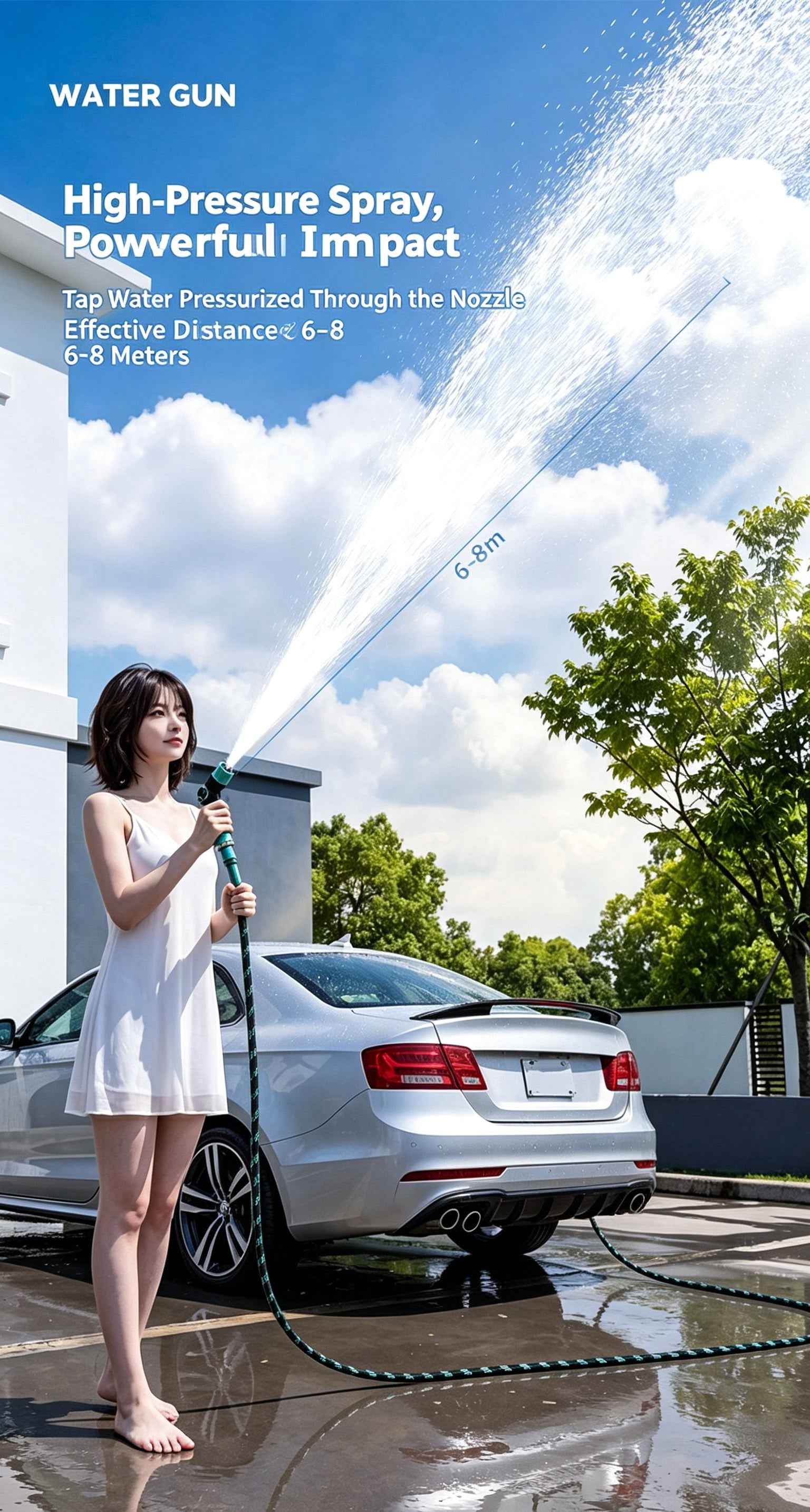 High Pressure Car Wash Nozzle, Household Soft Flush Water Hose Booster Tap, Powerful Spray Gun For Tap Water Floor Cleaning