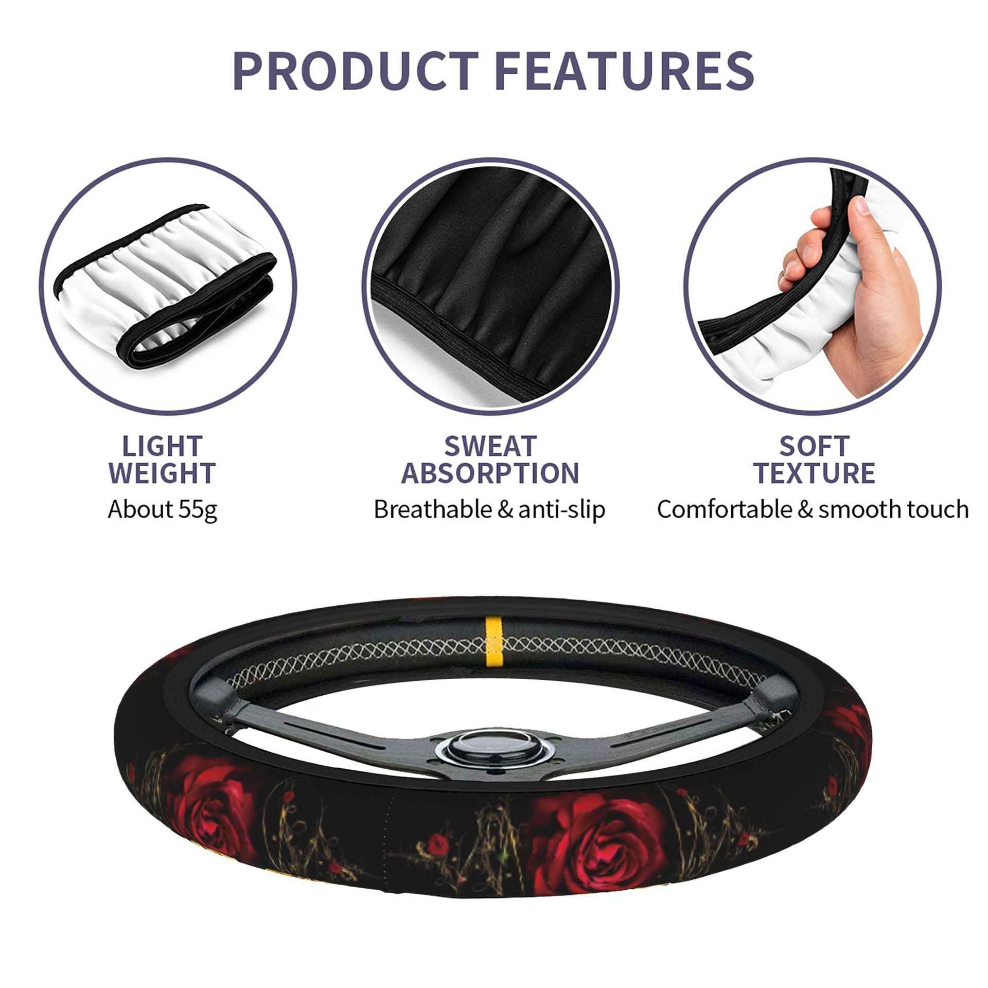 Printed Car Steering Wheel Cover