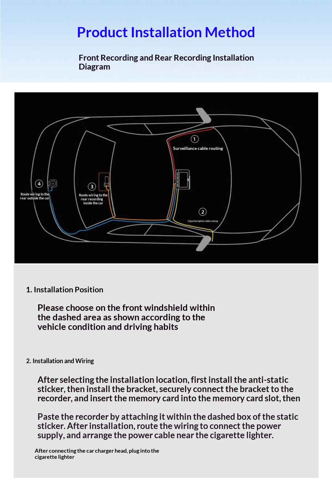 2K Dual Lens Front And Rear Dash Cam, High Definition Car DVR Recorder