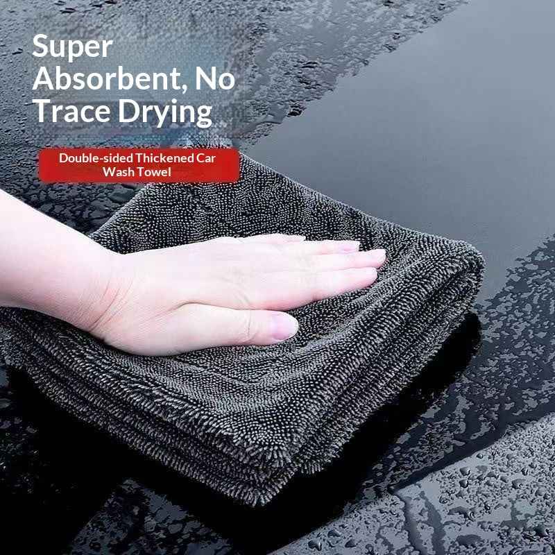 2pc  Super Absorbent Thickened Microfiber Car Wash Drying Towel Lint Free Streak Free Auto Cleaning Cloth 500g