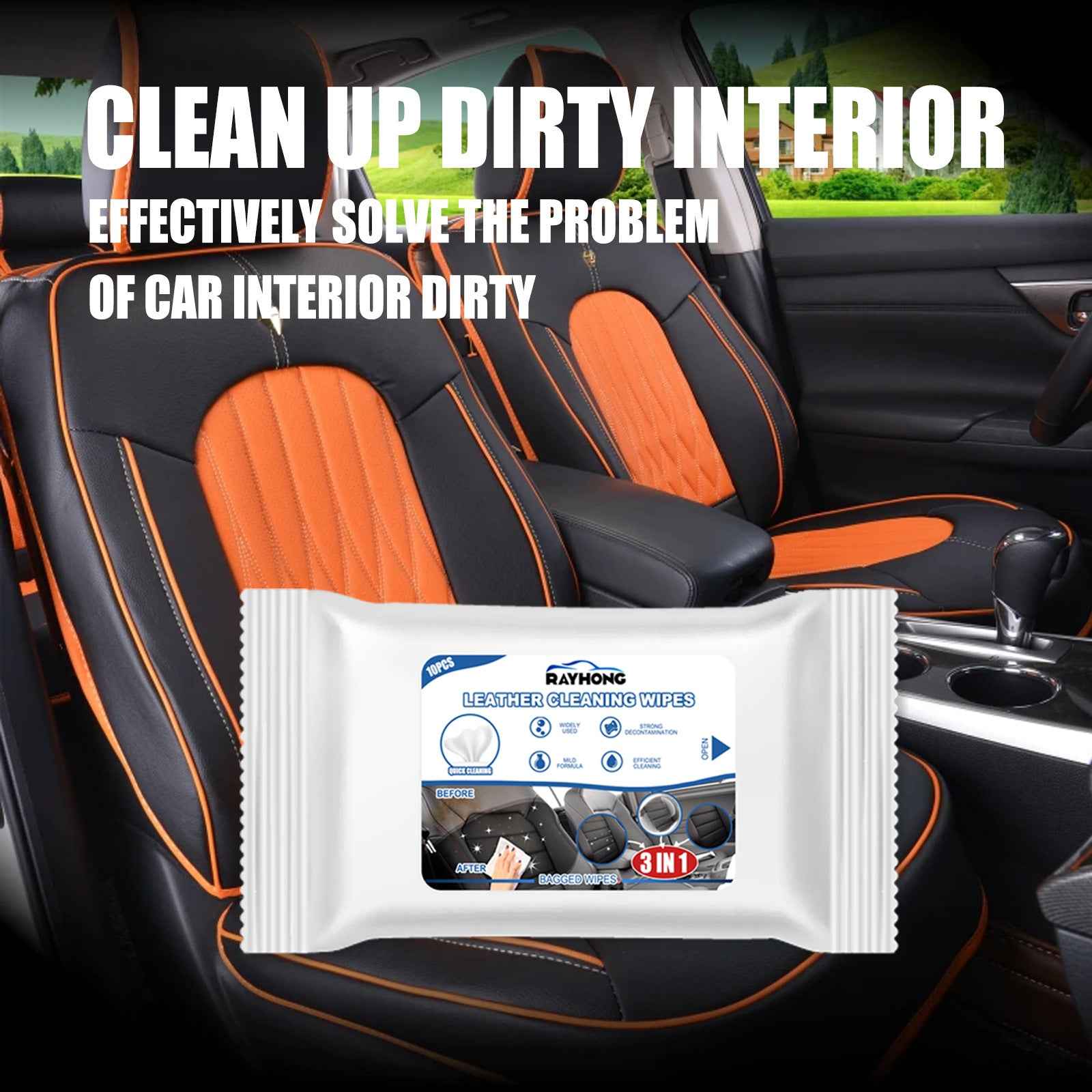 Car Leather Cleaning Wipes Wash-free Cleaning Decontamination