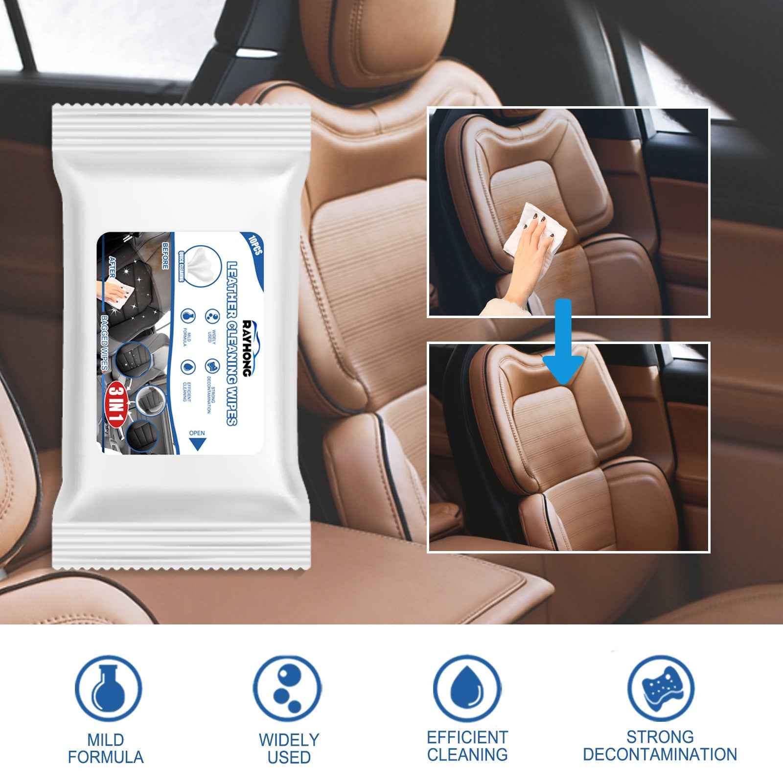 Car Leather Cleaning Wipes Wash-free Cleaning Decontamination