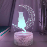 3D Led Light Moon And Cat Shape Acrylic Decorative Interior Light
