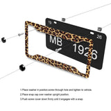 Personalized License Plate Frame Metallic Aluminium Cute Cheetah Brown License Plate Cover