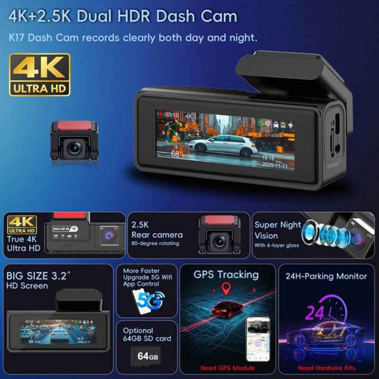 Dual-camera HD Night Vision Dash Cam