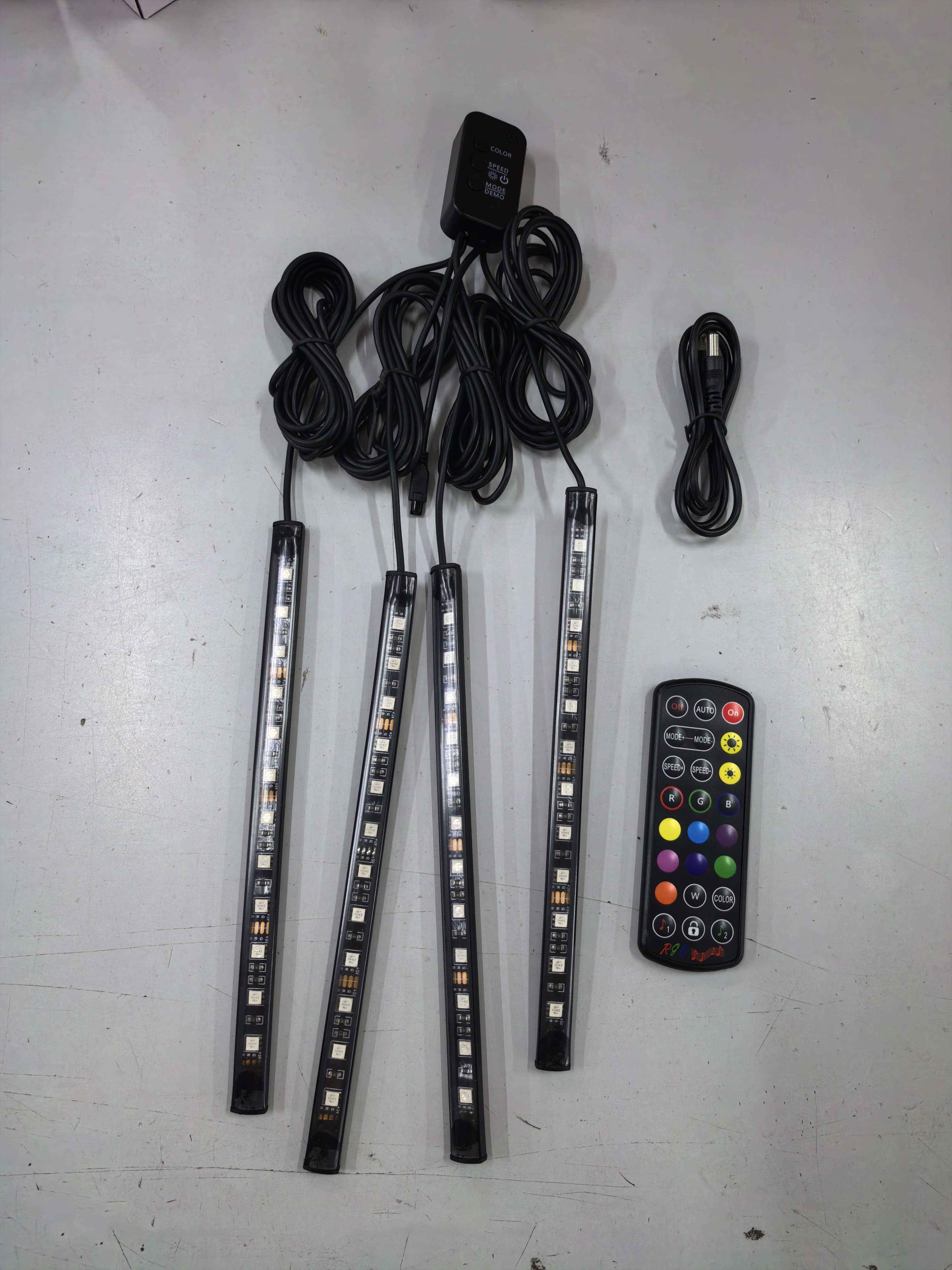 Car sole atmosphere lamp 5VUSB12V car charging atmosphere lamp one for four music sound control interior lights