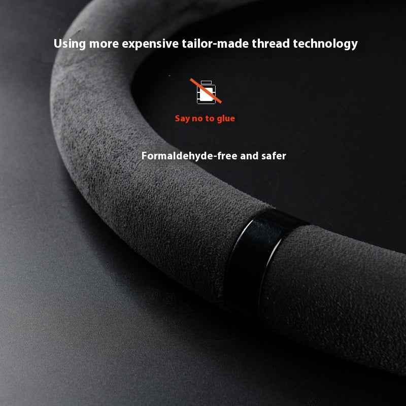 Customized Steering Wheel Cover Car Suede Car Car Steering Wheel Cover Anti-slip Carbon D-type Round Steering Wheel Cover
