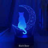 3D Led Light Moon And Cat Shape Acrylic Decorative Interior Light