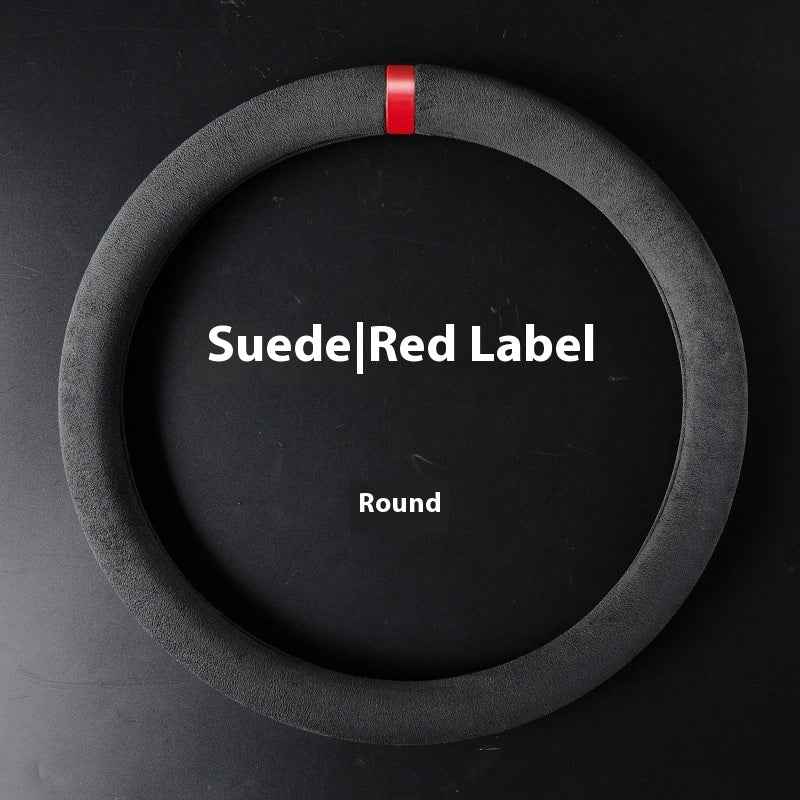 Customized Steering Wheel Cover Car Suede Car Car Steering Wheel Cover Anti-slip Carbon D-type Round Steering Wheel Cover
