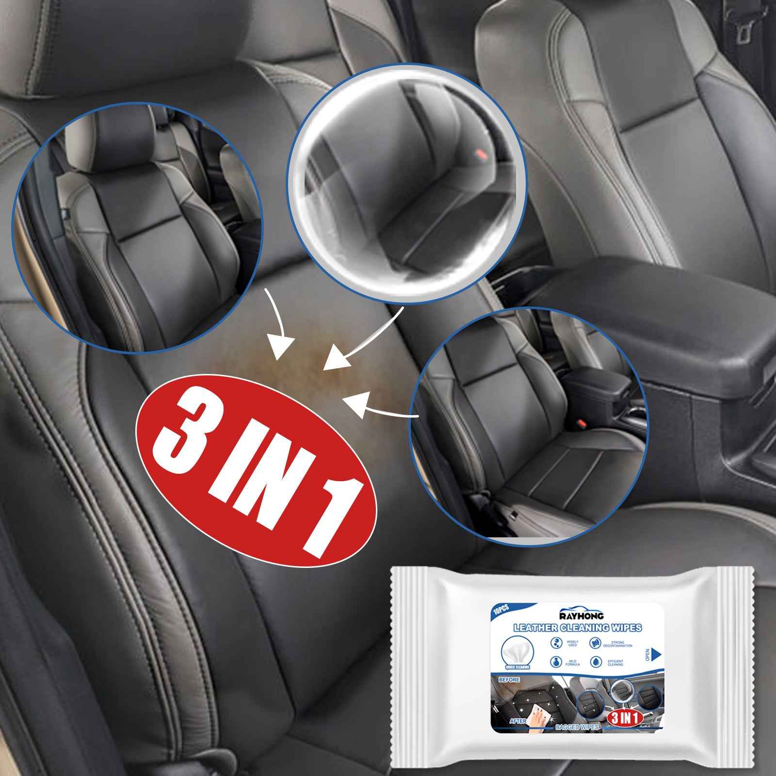 Car Leather Cleaning Wipes Wash-free Cleaning Decontamination